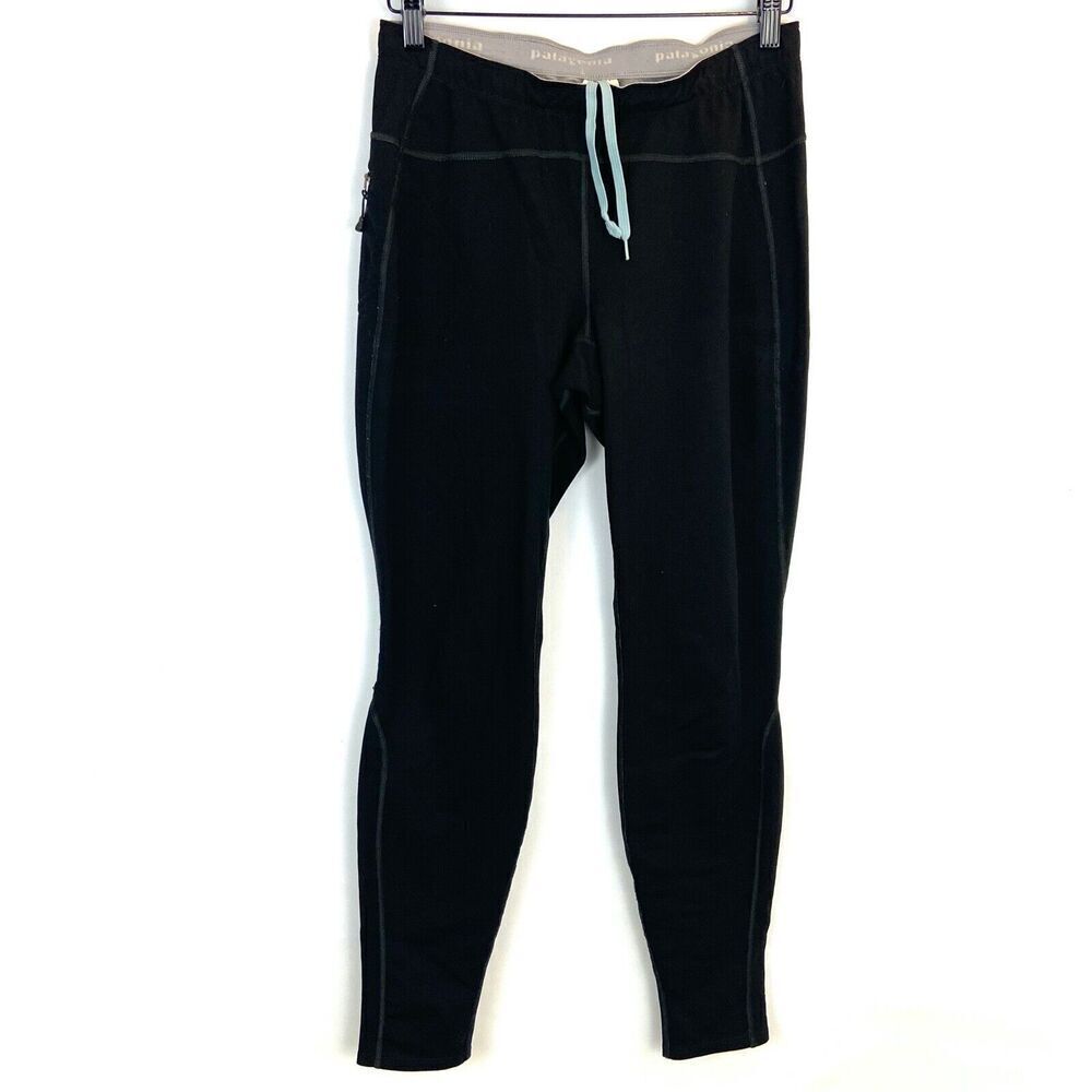 Patagonia Base Layer women's‎ M Black Sweatpants French Terry Drawstring